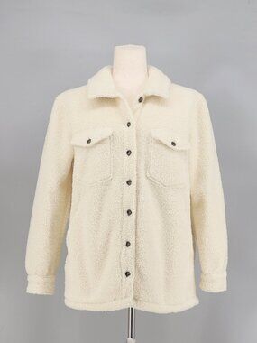 MARINE LAYER Eden Sherpa Overshirt Shacket in Ivory Size S